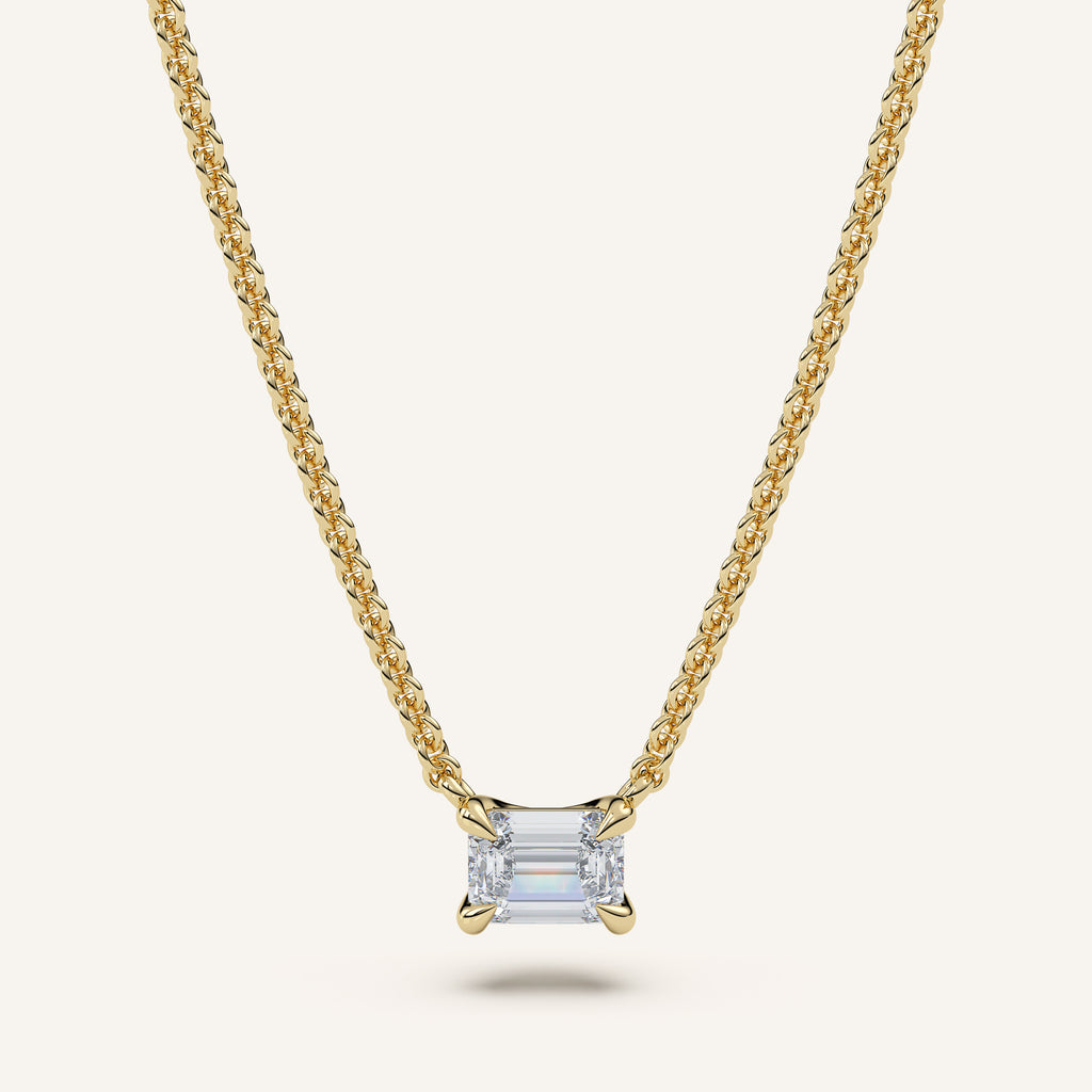 Emerald-Cut Diamond Solitaire Necklace — 0.50 CT in 14k Yellow Gold (view 1)