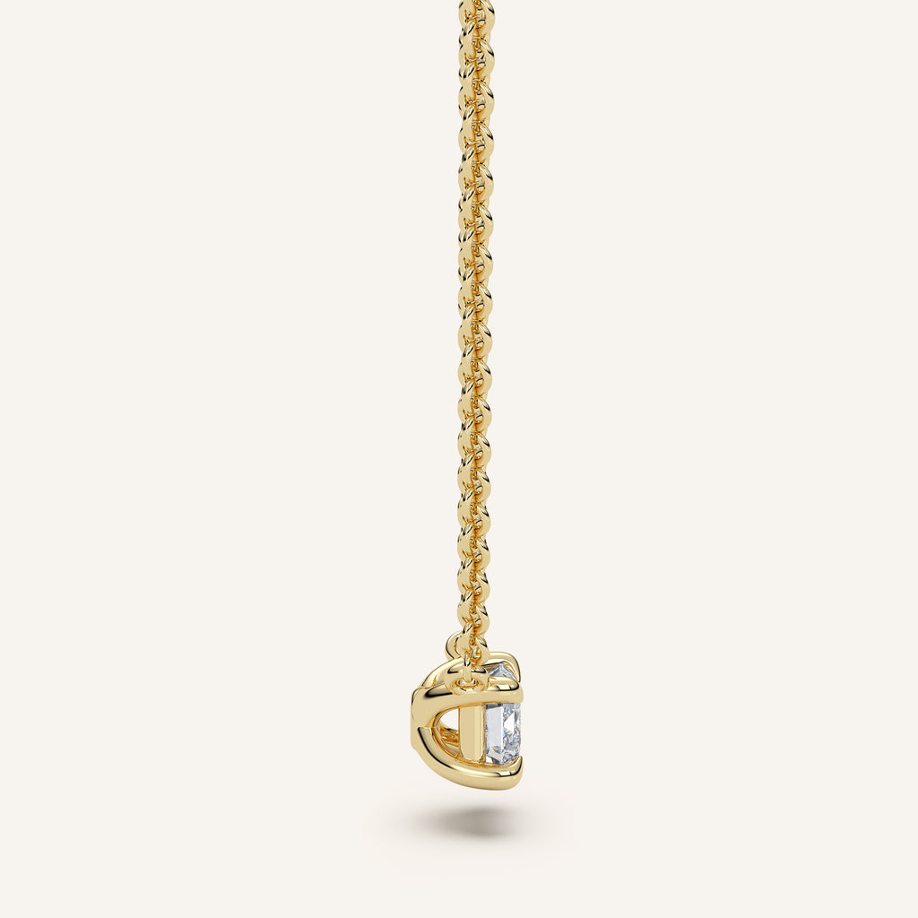 Emerald-Cut Diamond Solitaire Necklace — 0.50 CT in 14k Yellow Gold (view 3)
