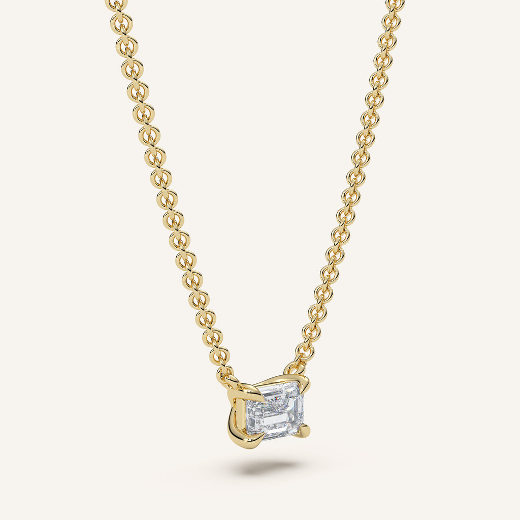 Emerald-Cut Diamond Solitaire Necklace — 0.50 CT in 14k Yellow Gold (view 2)