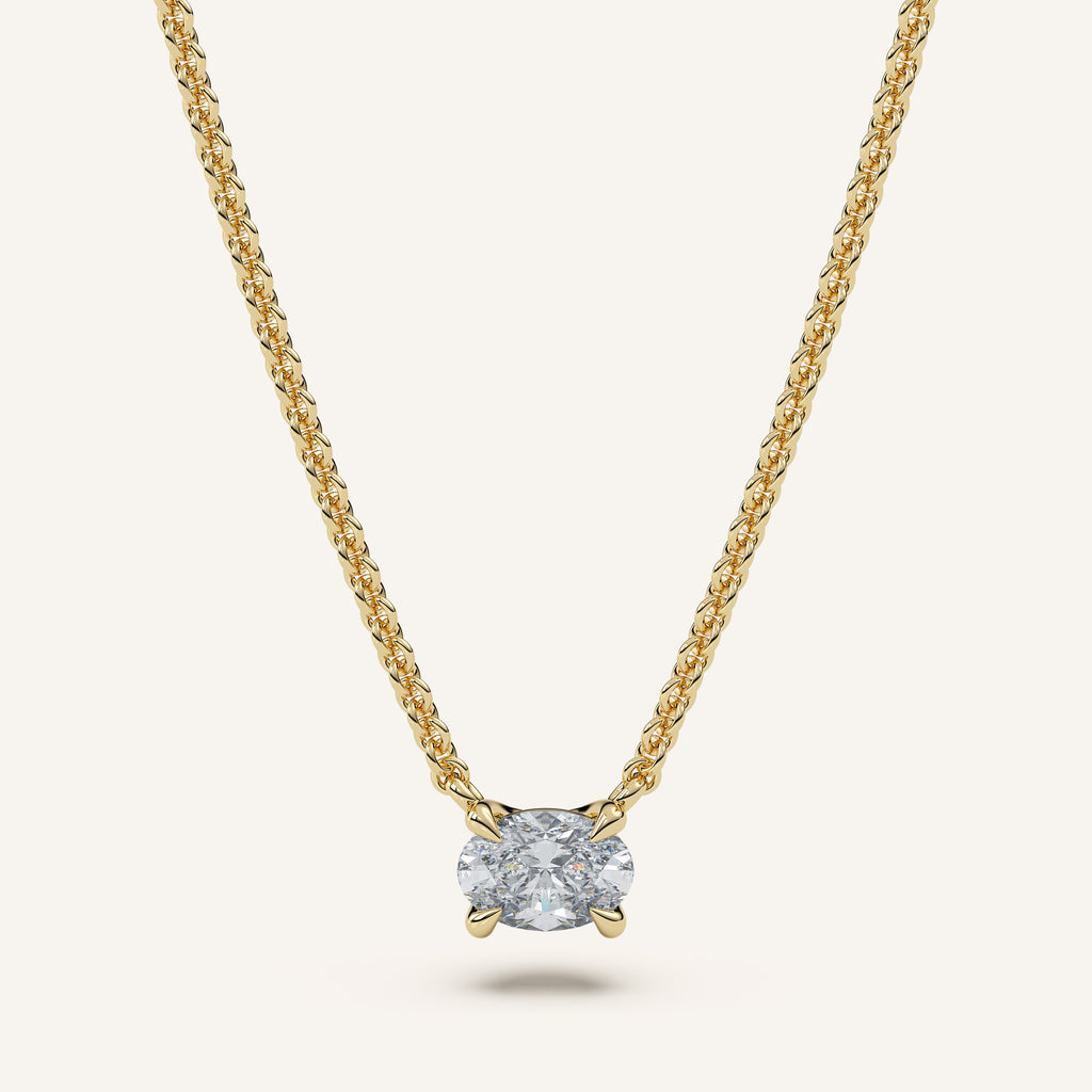 Oval Diamond Solitaire Necklace — 0.50 CT in 14k Yellow Gold (view 1)