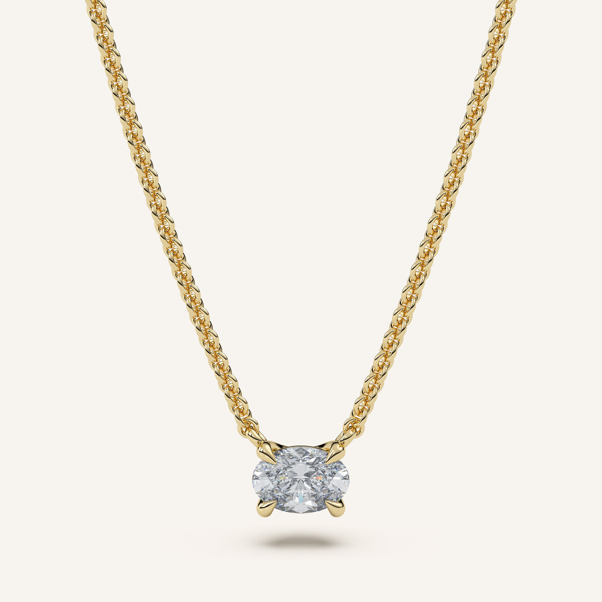 Oval Diamond Solitaire Necklace — 0.50 CT in 14k Yellow Gold (view 1)