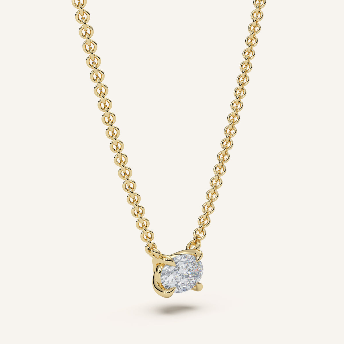 Oval Diamond Solitaire Necklace — 0.50 CT in 14k Yellow Gold (view 2)