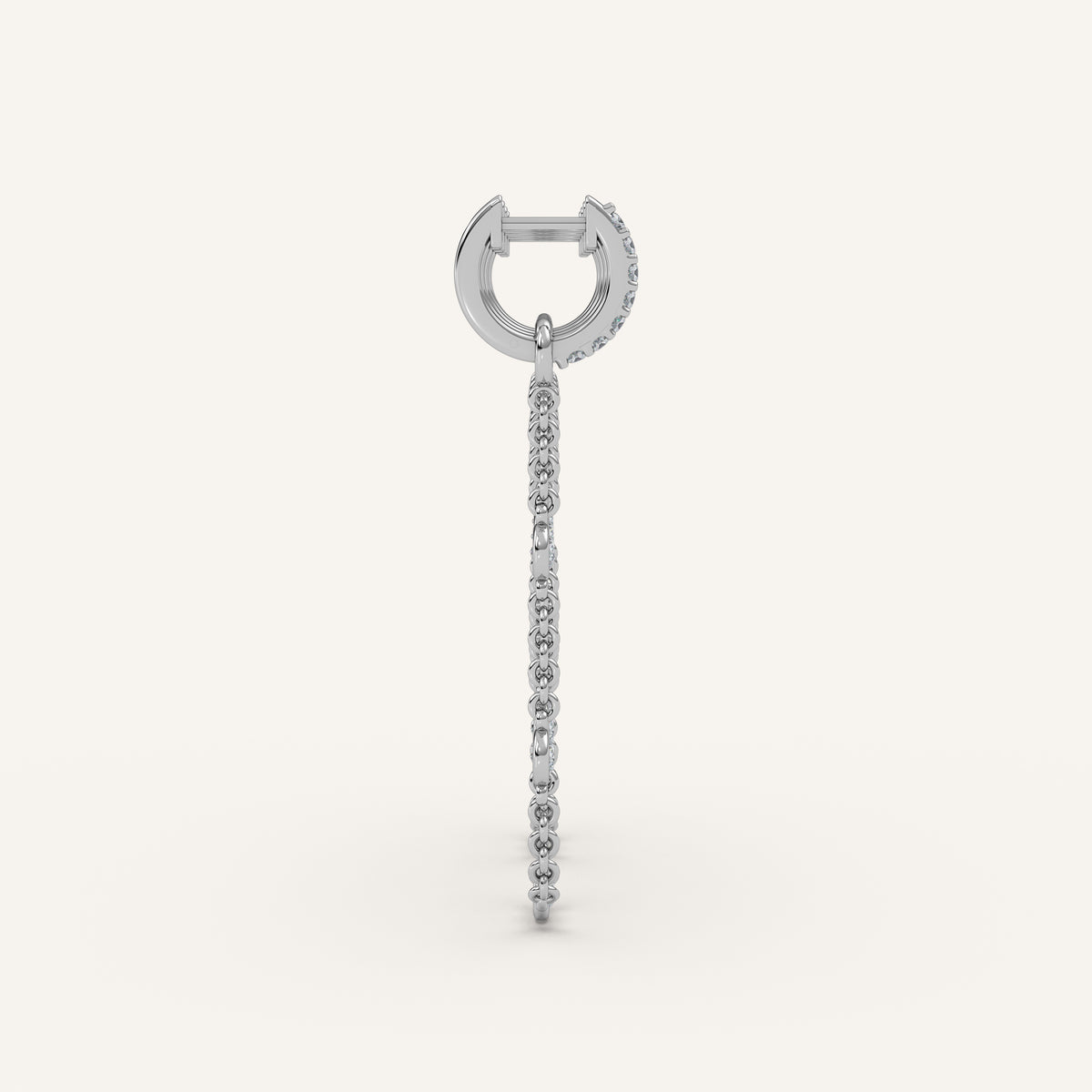Petite Diamond Huggie Chain Hoop Earrings — 0.58 CTW in 14k White Gold (view 3)