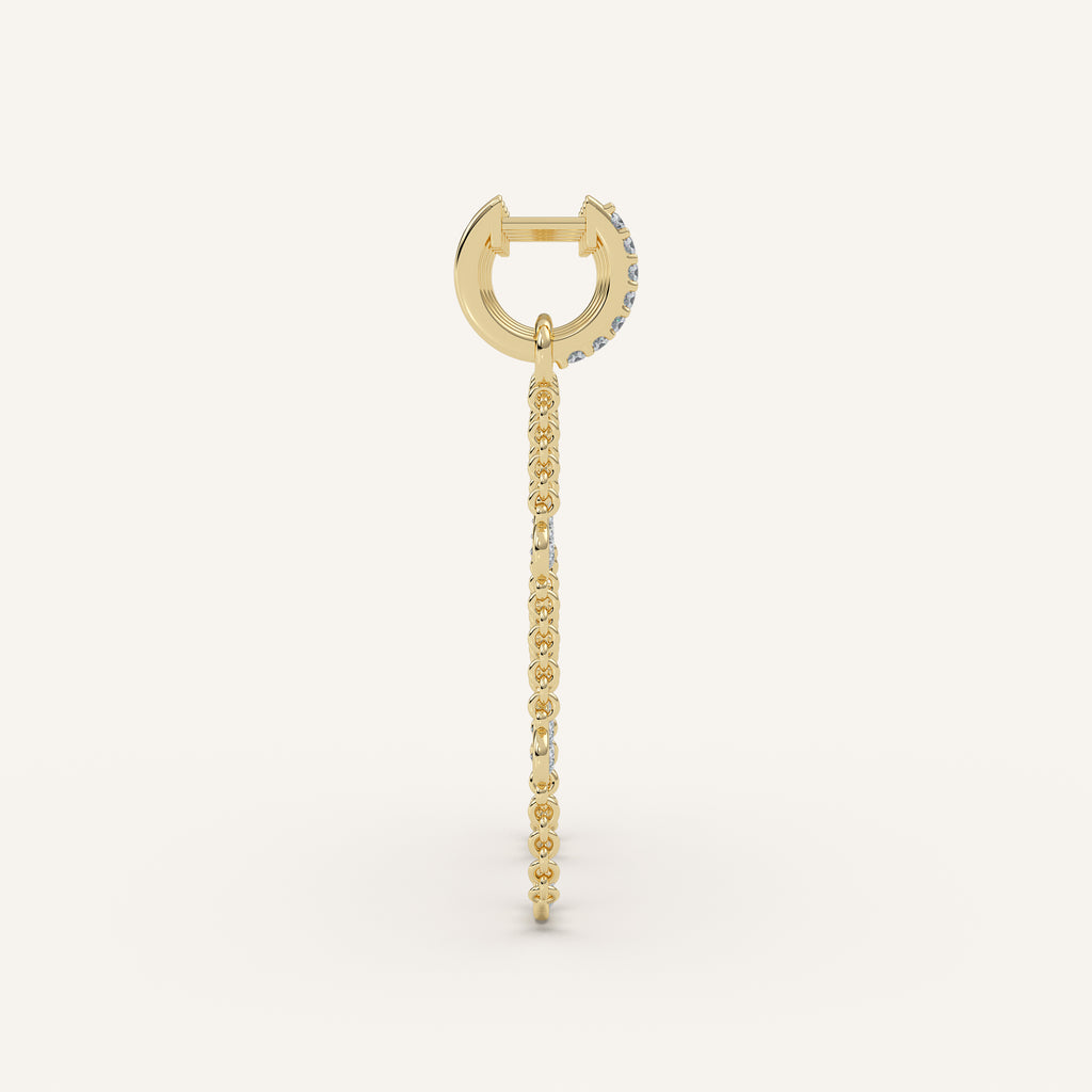 Petite Diamond Huggie Chain Hoop Earrings — 0.58 CTW in 14k Yellow Gold (view 3)