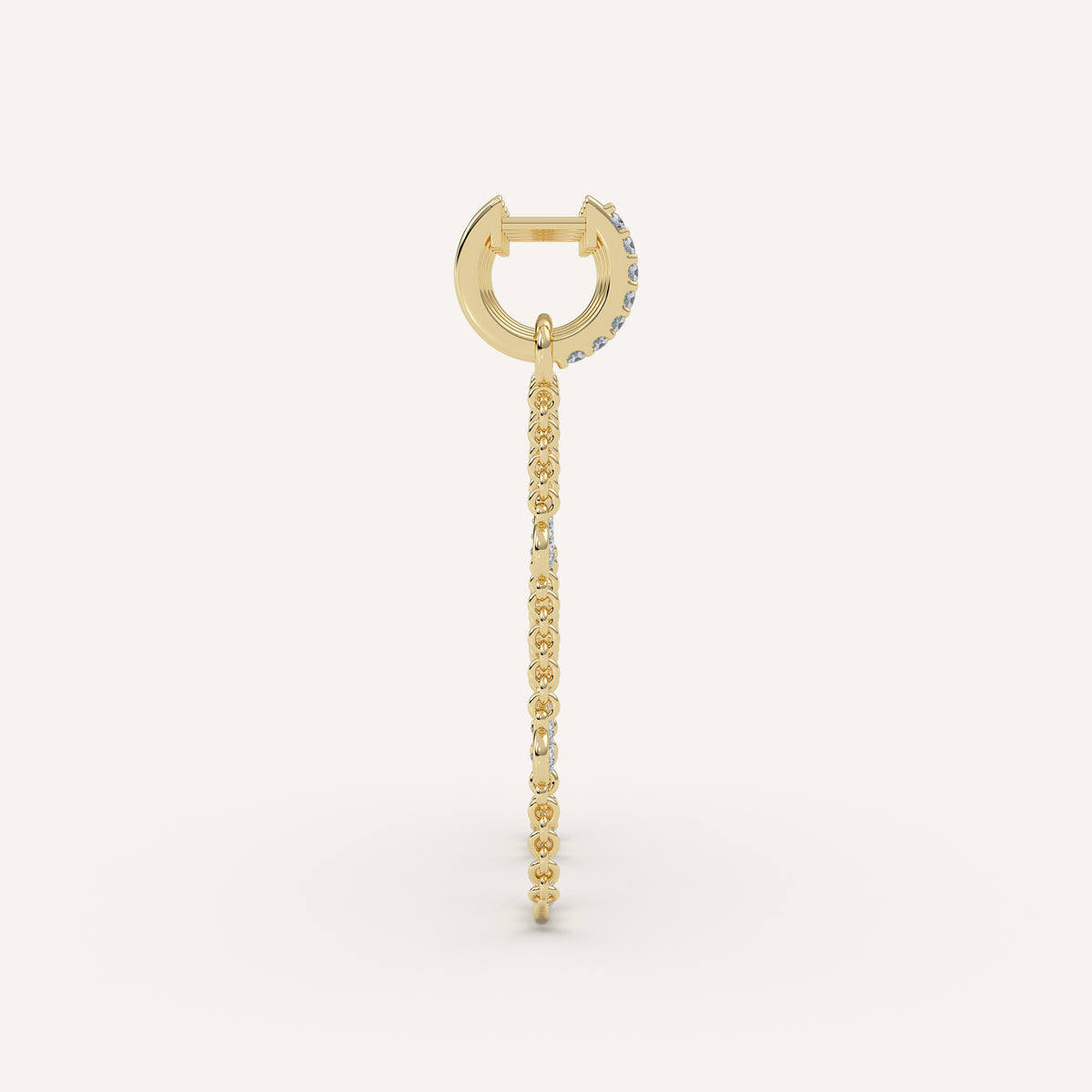 Petite Diamond Huggie Chain Hoop Earrings — 0.58 CTW in 14k Yellow Gold (view 3)