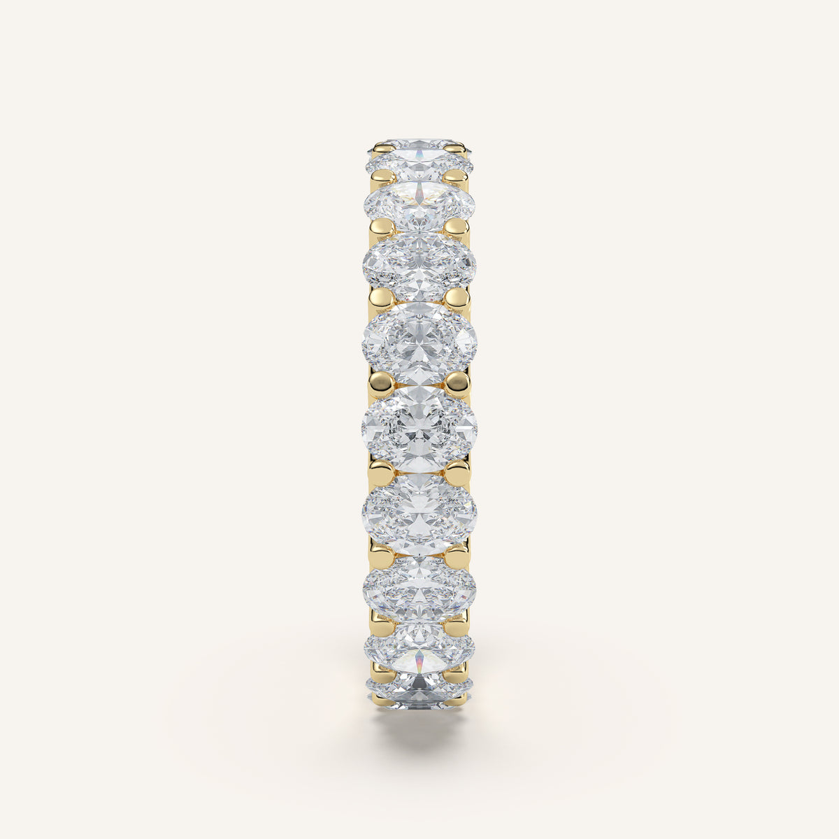 U-Prong Oval Diamond Eternity Band in 14k Yellow Gold (view 3)