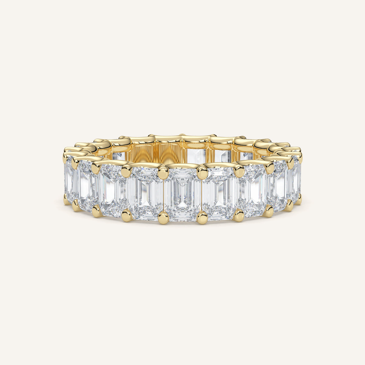 U-Prong Emerald-Cut Diamond Eternity Band in 14k Yellow Gold (view 1)