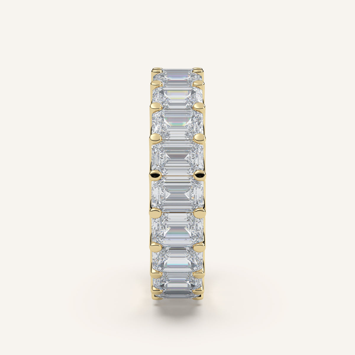 U-Prong Emerald-Cut Diamond Eternity Band in 14k Yellow Gold (view 3)