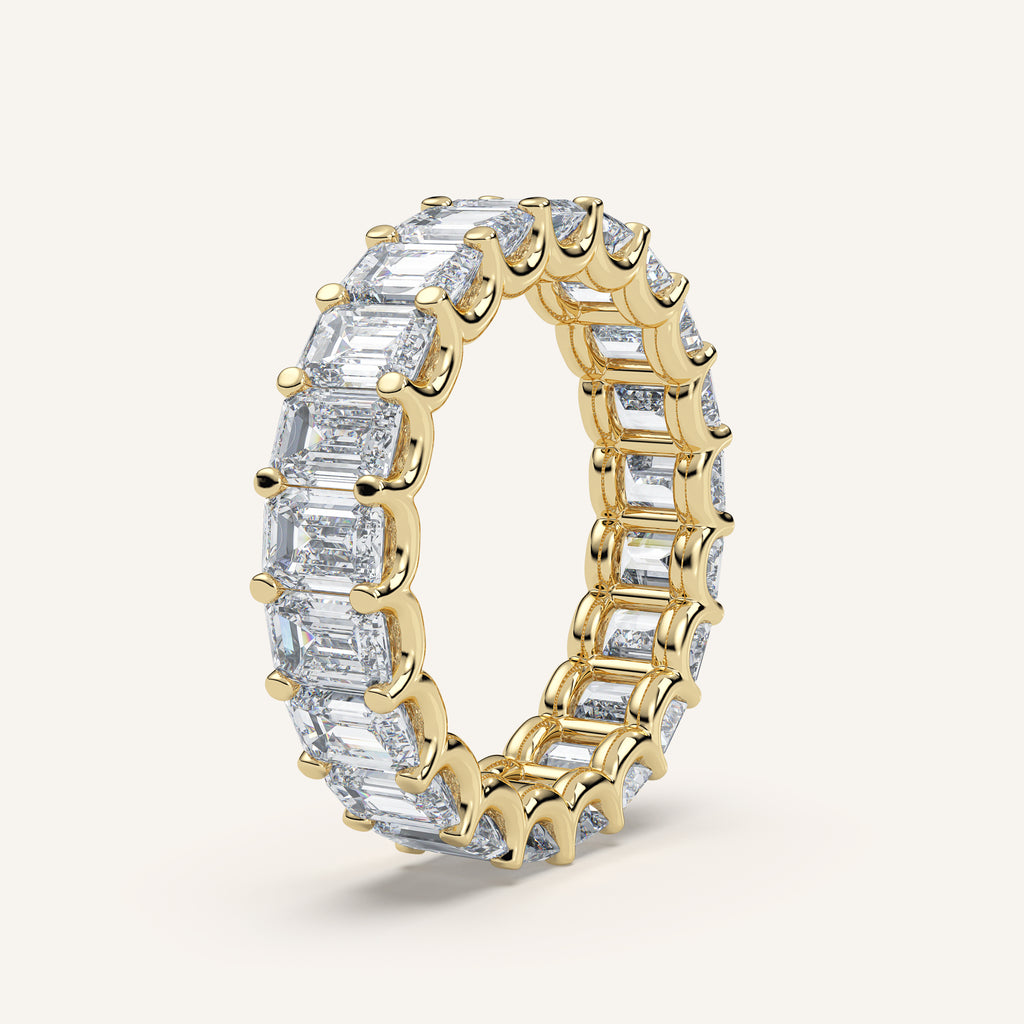 U-Prong Emerald-Cut Diamond Eternity Band in 14k Yellow Gold (view 2)