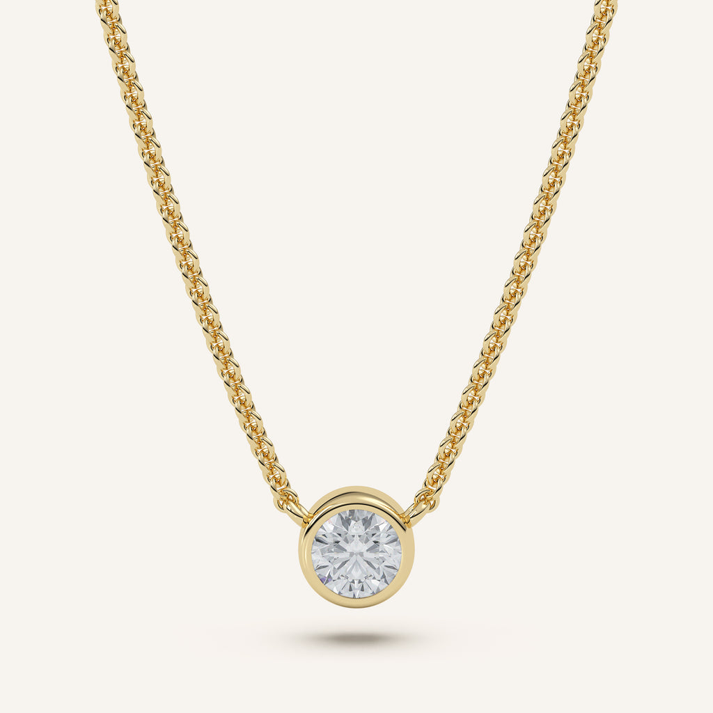 Round Bezel Diamond Necklace — 0.50 CT in 14k Yellow Gold (view 1)