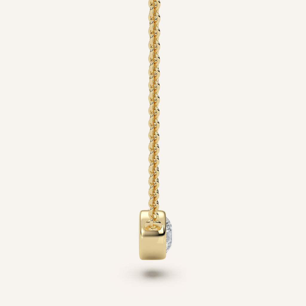 Round Bezel Diamond Necklace — 0.50 CT in 14k Yellow Gold (view 3)