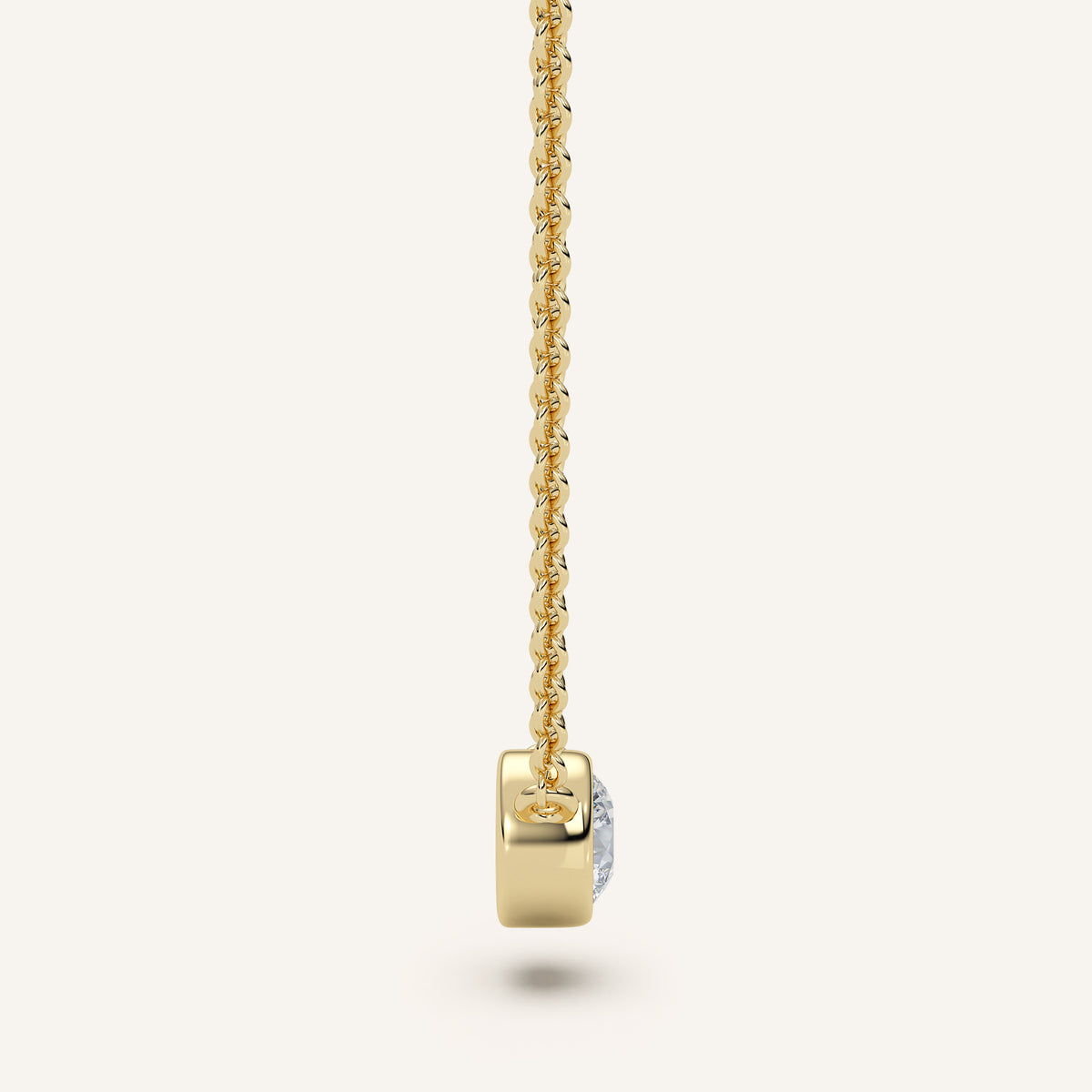 Round Bezel Diamond Necklace — 0.50 CT in 14k Yellow Gold (view 3)