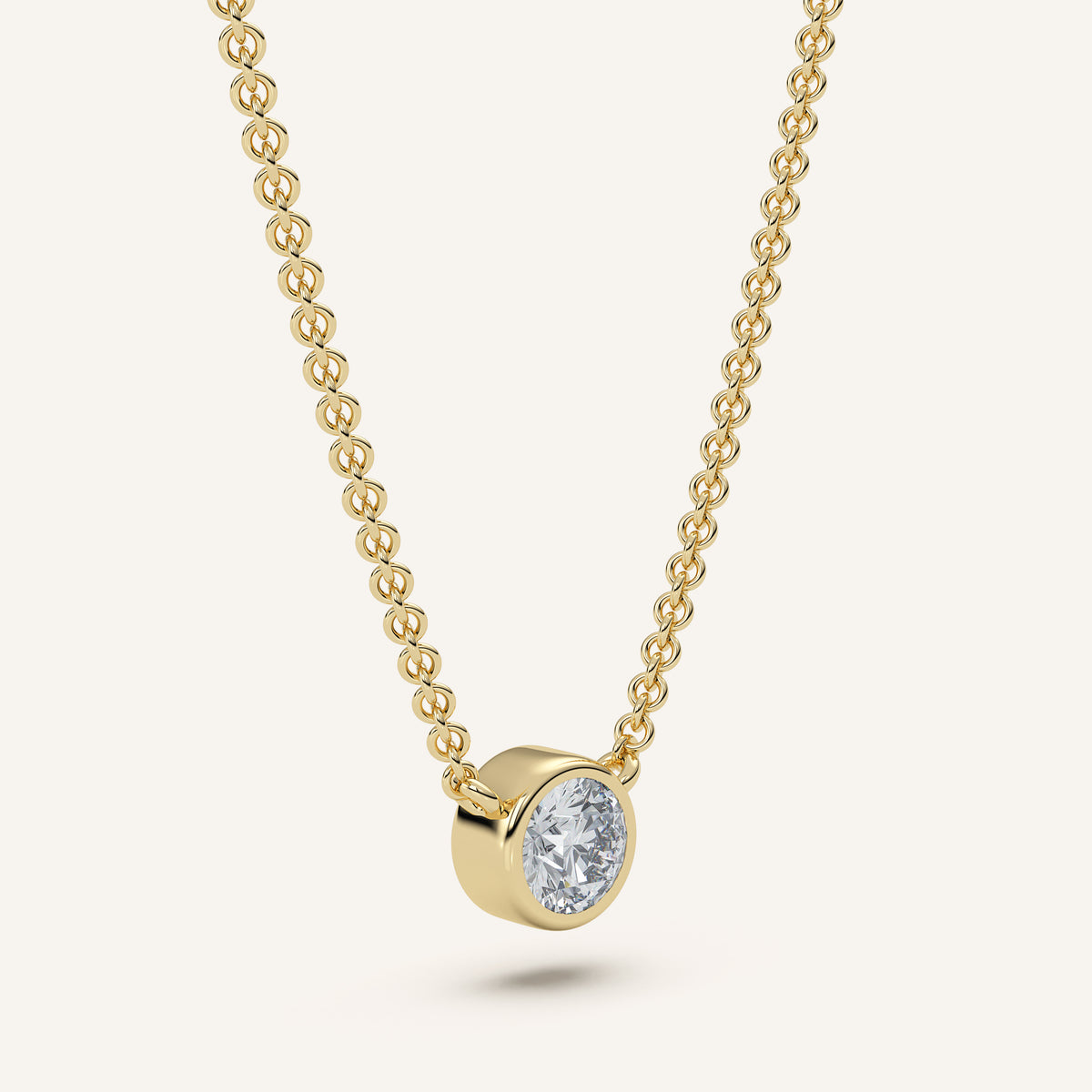 Round Bezel Diamond Necklace — 0.50 CT in 14k Yellow Gold (view 2)