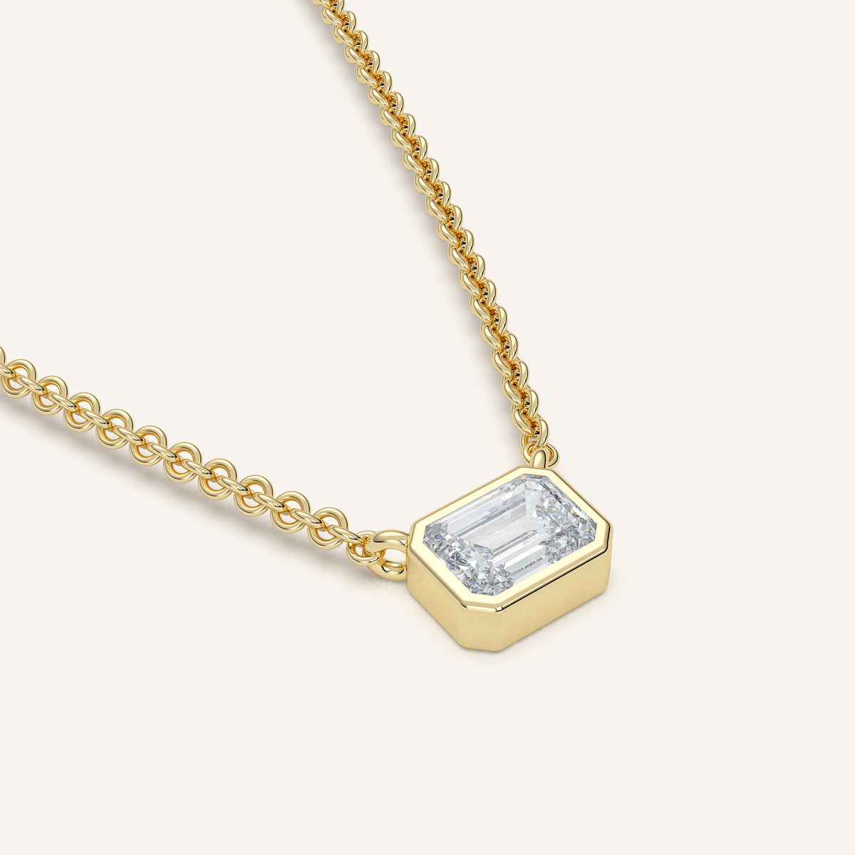 Emerald-Cut Bezel Diamond Necklace — 0.50 CT in 14k Yellow Gold (view 4)