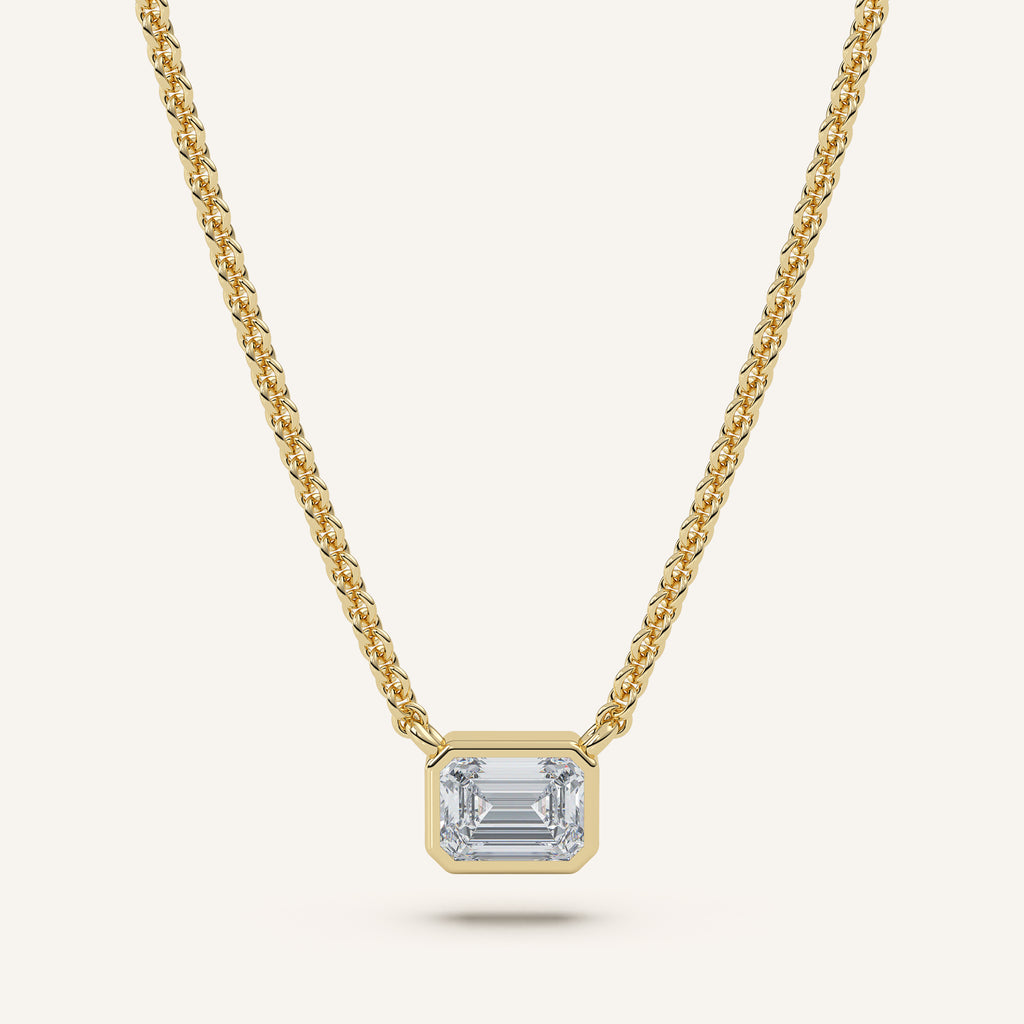 Emerald-Cut Bezel Diamond Necklace — 0.50 CT in 14k Yellow Gold (view 1)