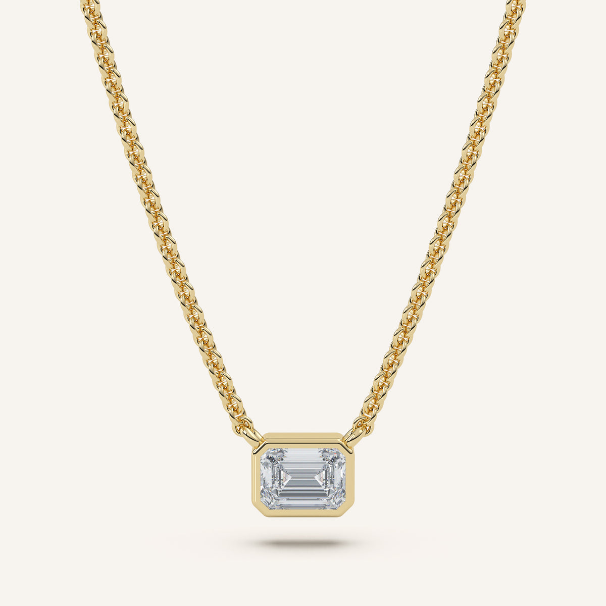 Emerald-Cut Bezel Diamond Necklace — 0.50 CT in 14k Yellow Gold (view 1)
