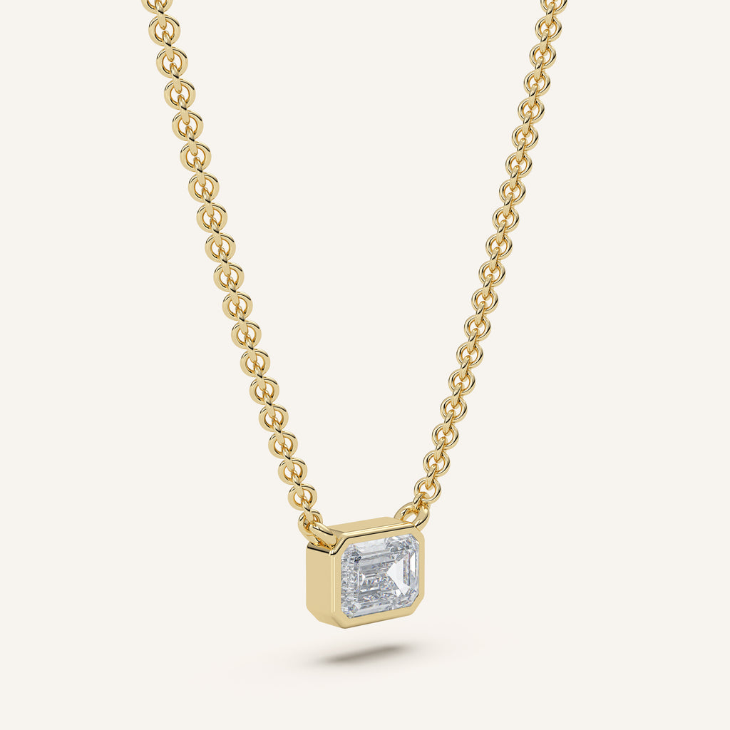 Emerald-Cut Bezel Diamond Necklace — 0.50 CT in 14k Yellow Gold (view 2)
