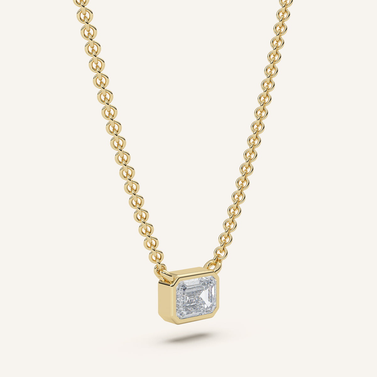 Emerald-Cut Bezel Diamond Necklace — 0.50 CT in 14k Yellow Gold (view 2)