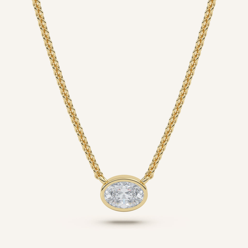 Oval Bezel Diamond Necklace — 0.50 CT in 14k Yellow Gold (view 1)