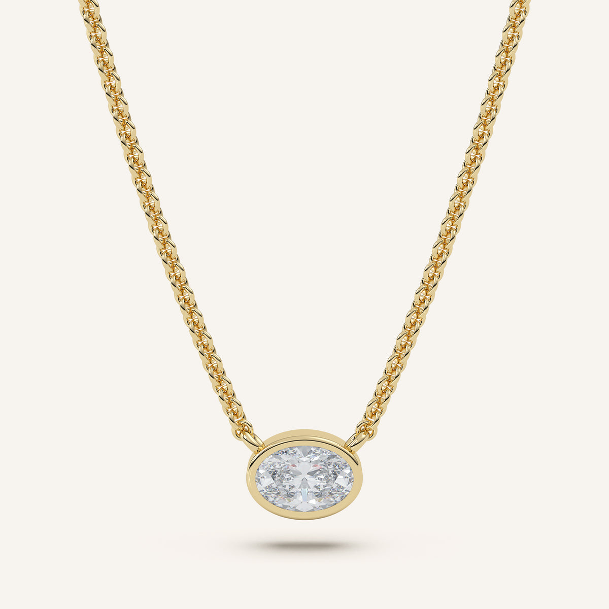 Oval Bezel Diamond Necklace — 0.50 CT in 14k Yellow Gold (view 1)