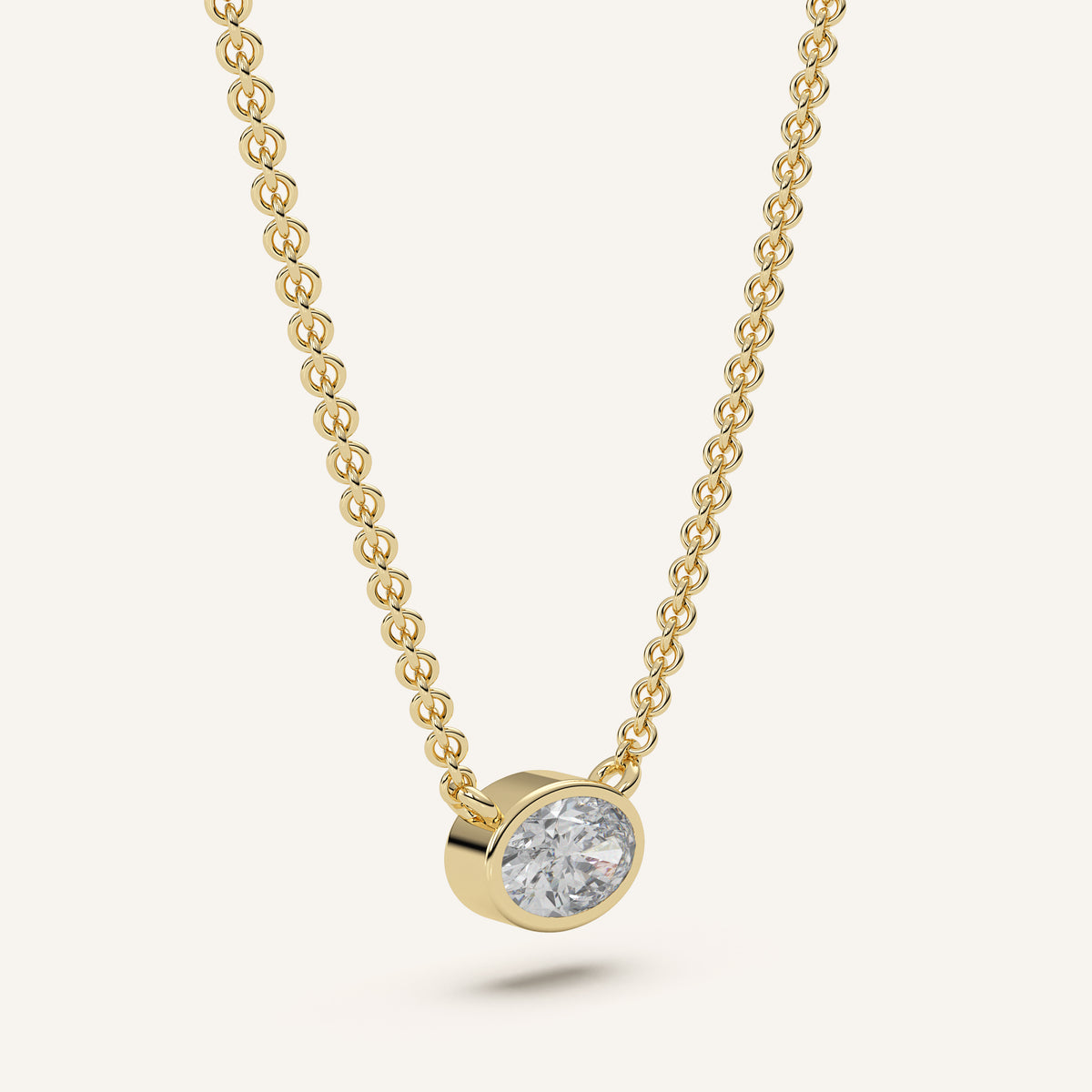 Oval Bezel Diamond Necklace — 0.50 CT in 14k Yellow Gold (view 2)