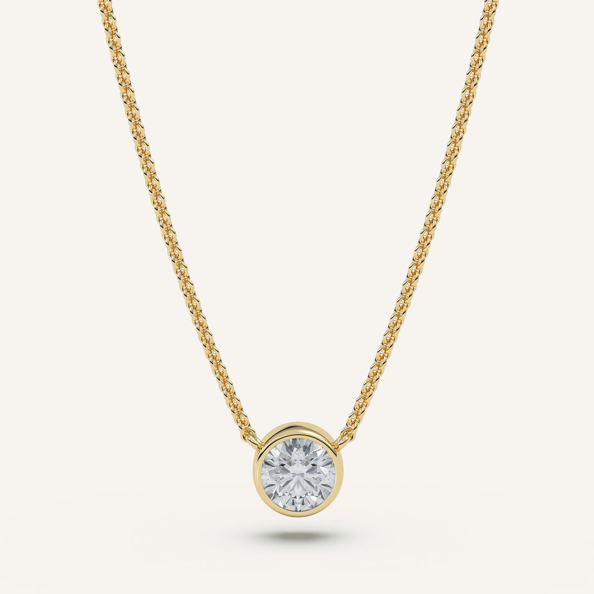 Round Bezel Diamond Necklace — 1 CT in 14k Yellow Gold (view 1)