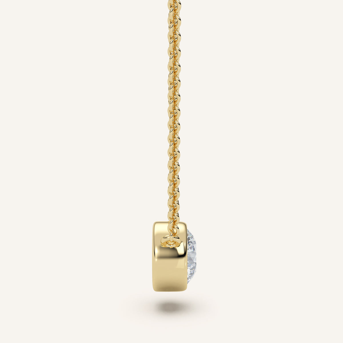 Round Bezel Diamond Necklace — 1 CT in 14k Yellow Gold (view 3)