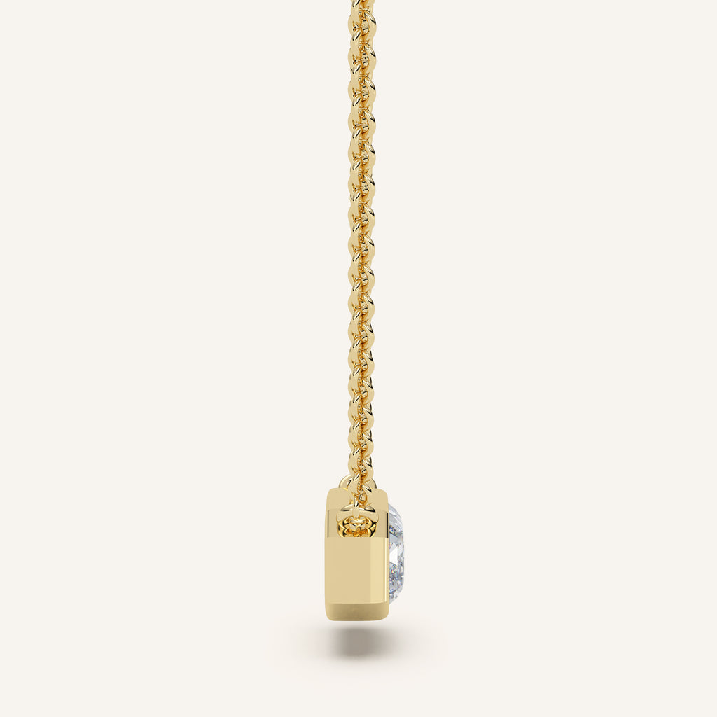 Emerald-Cut Bezel Diamond Necklace — 1 CT in 14k Yellow Gold (view 3)