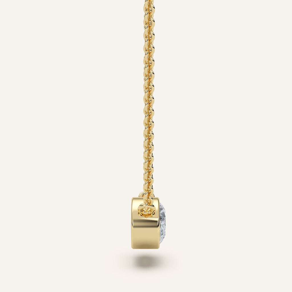 Oval Bezel Diamond Necklace — 1 CT in 14k Yellow Gold (view 3)