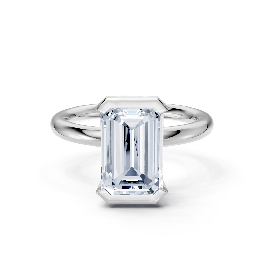 Image for Half Bezel Engagement Ring | 18k White Gold