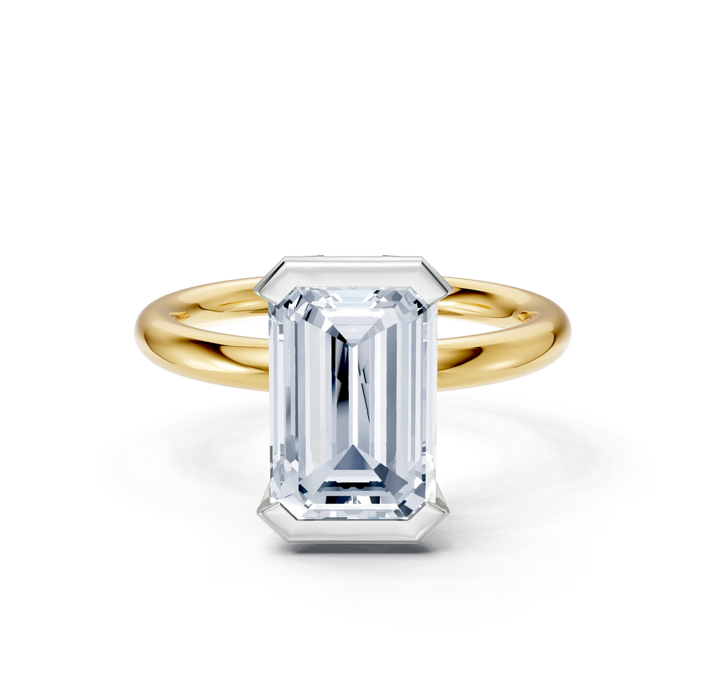 Image for Half Bezel Engagement Ring | 18k Two Tone