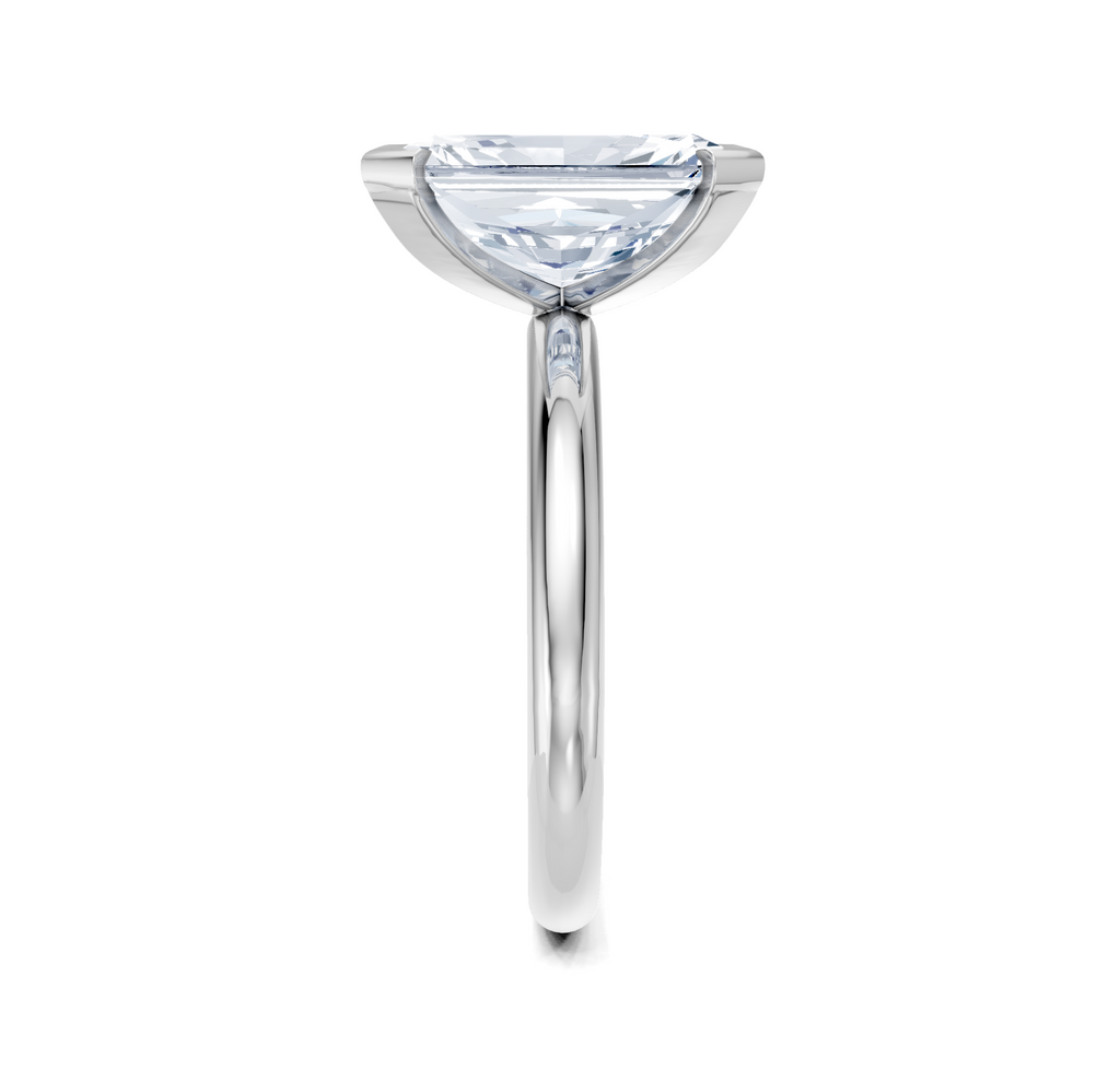 Image for Half Bezel Engagement Ring | 18k White Gold