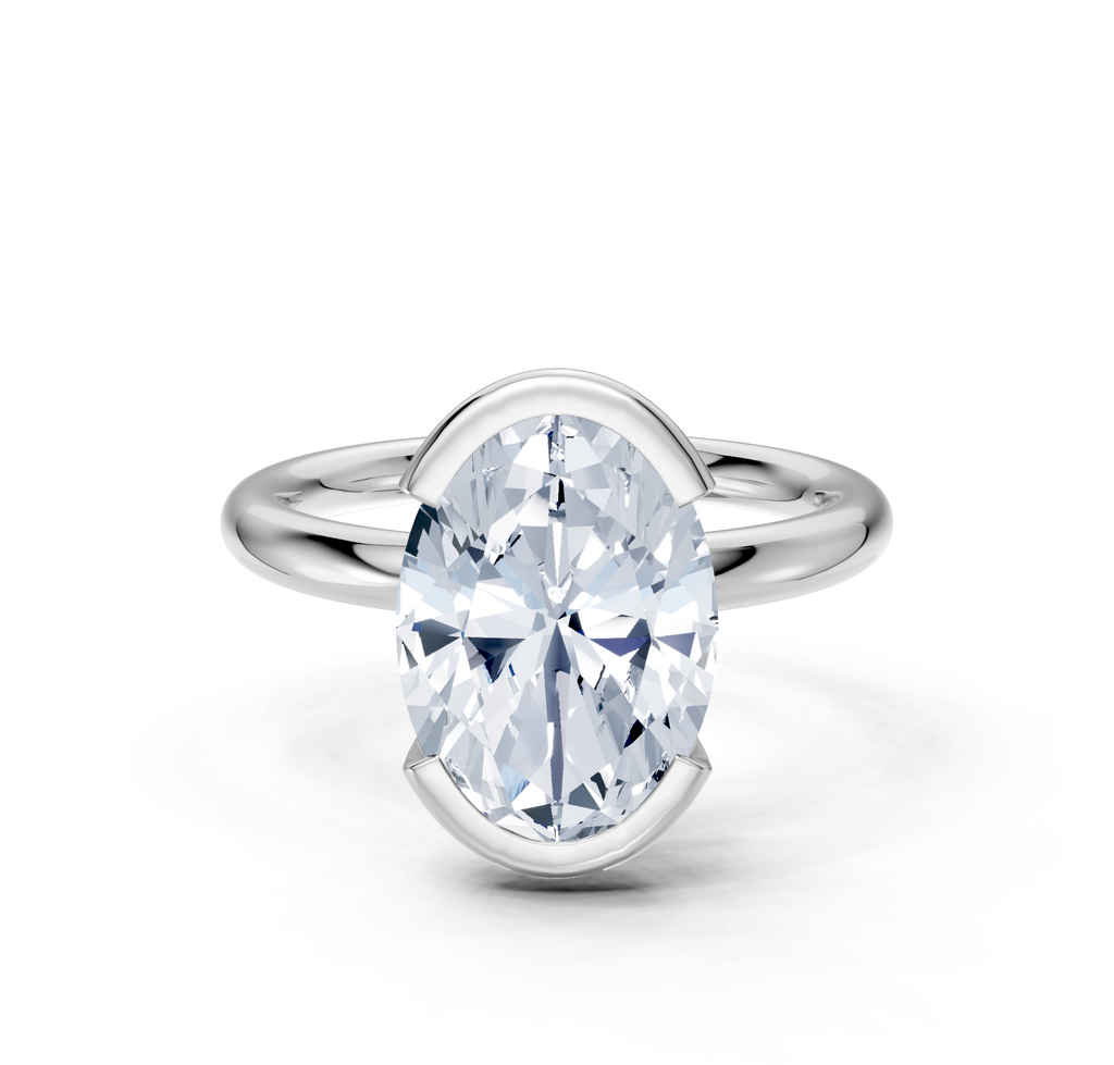 Image for Half Bezel Engagement Ring | 18k White Gold