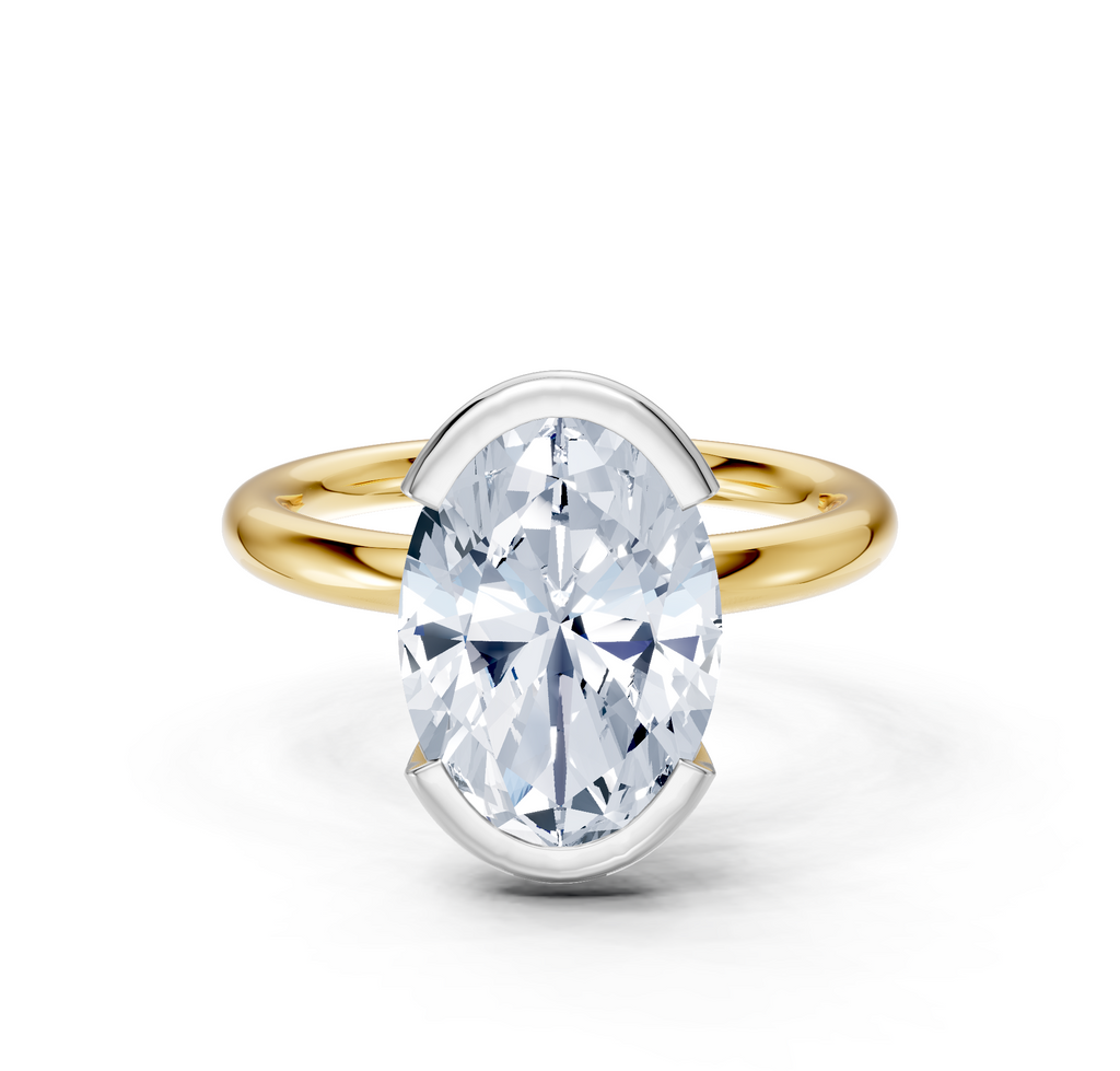 Image for Half Bezel Engagement Ring | 18k Two Tone