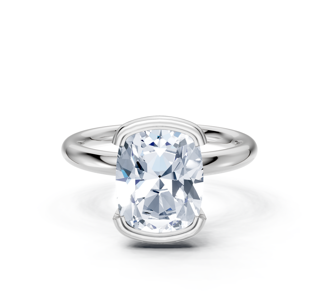Image for Half Bezel Engagement Ring | 18k White Gold