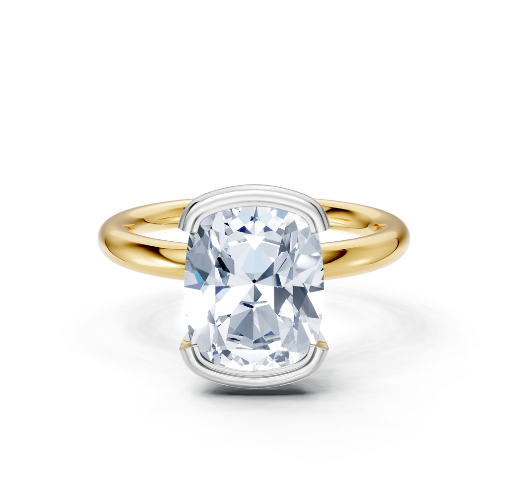 Image for Half Bezel Engagement Ring | 18k Two Tone