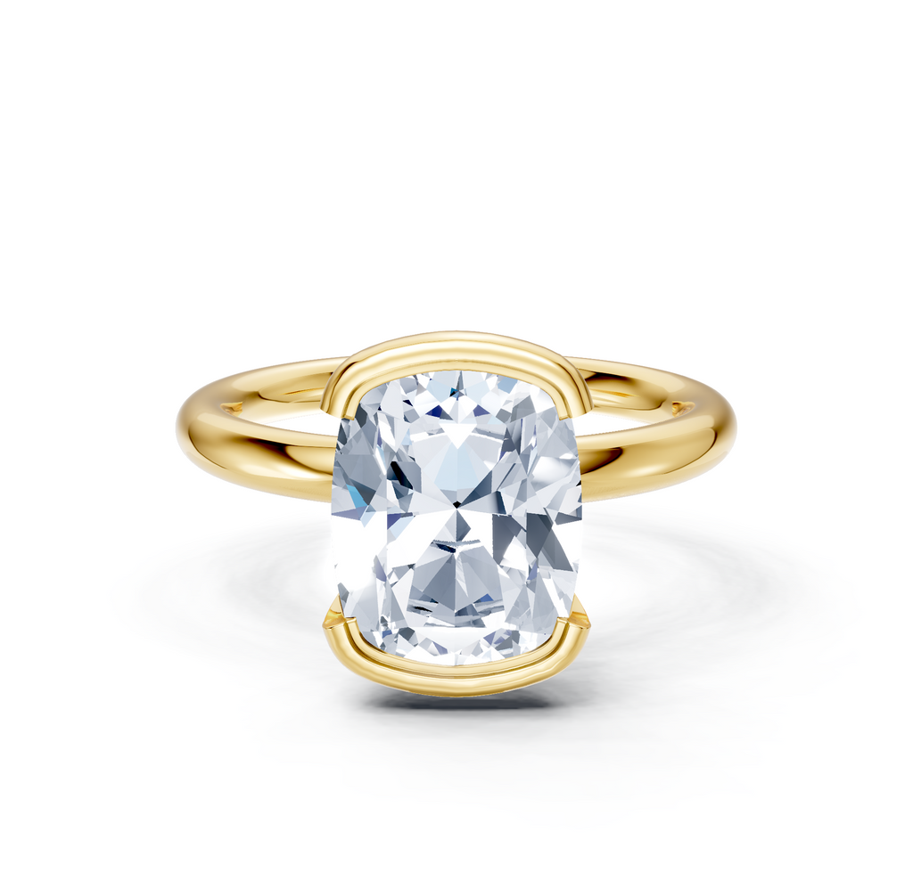 Image for Half Bezel Engagement Ring | 18k Yellow Gold