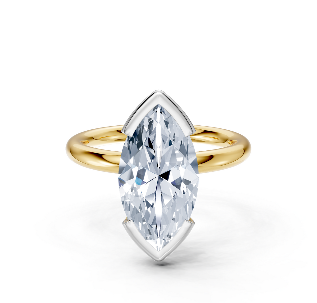 Image for Half Bezel Engagement Ring | 18k Two Tone