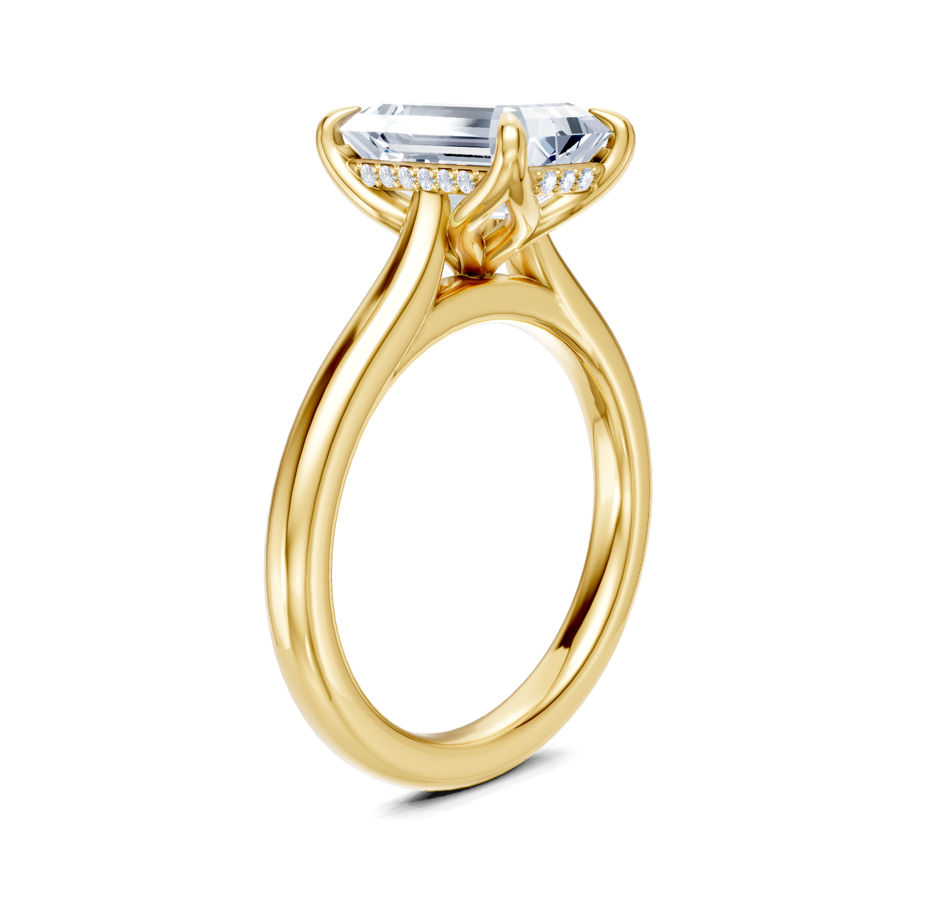 Tulip Style Hidden Halo | 14k Yellow Gold