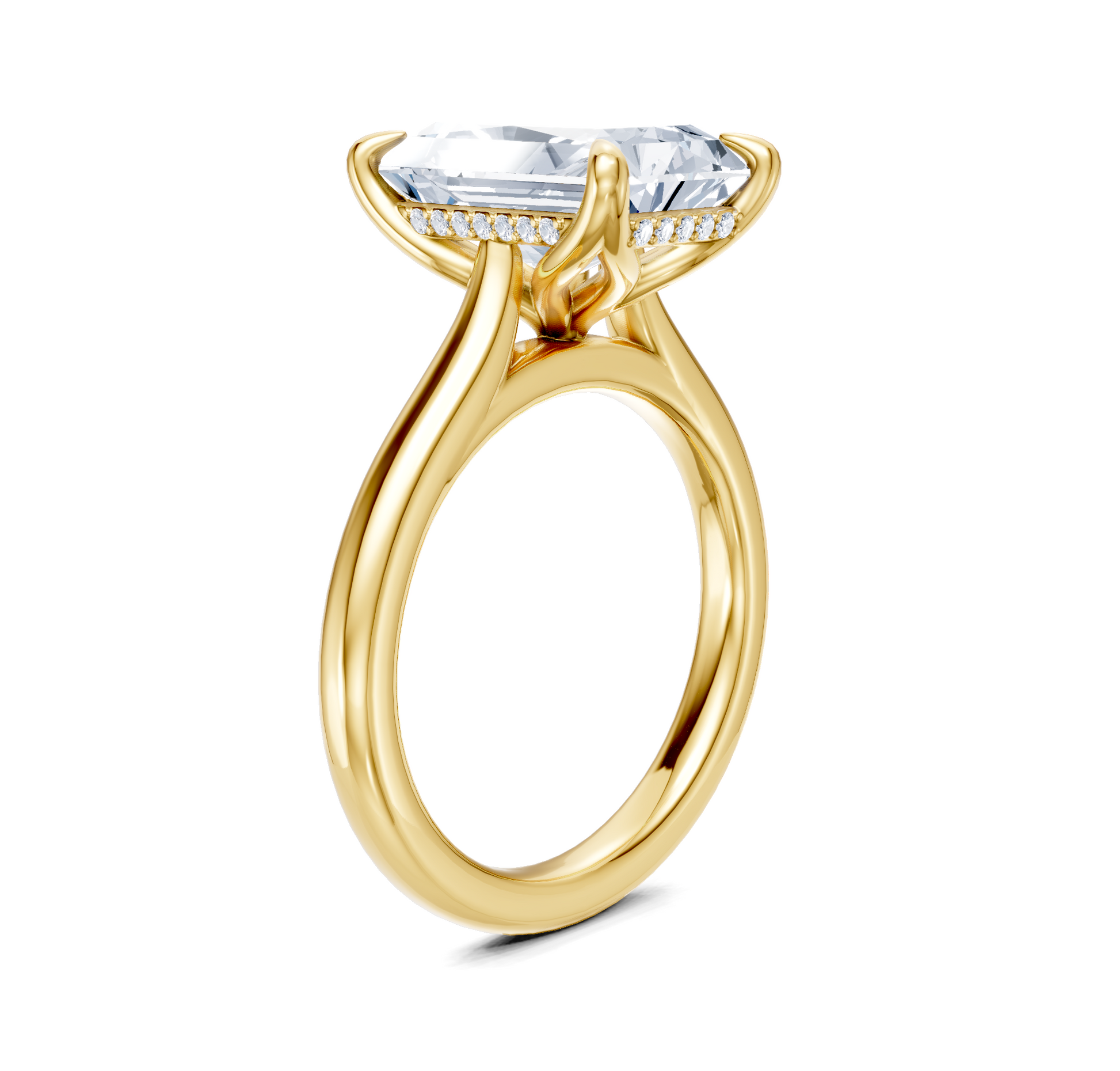 Tulip Style Hidden Halo | 14k Yellow Gold
