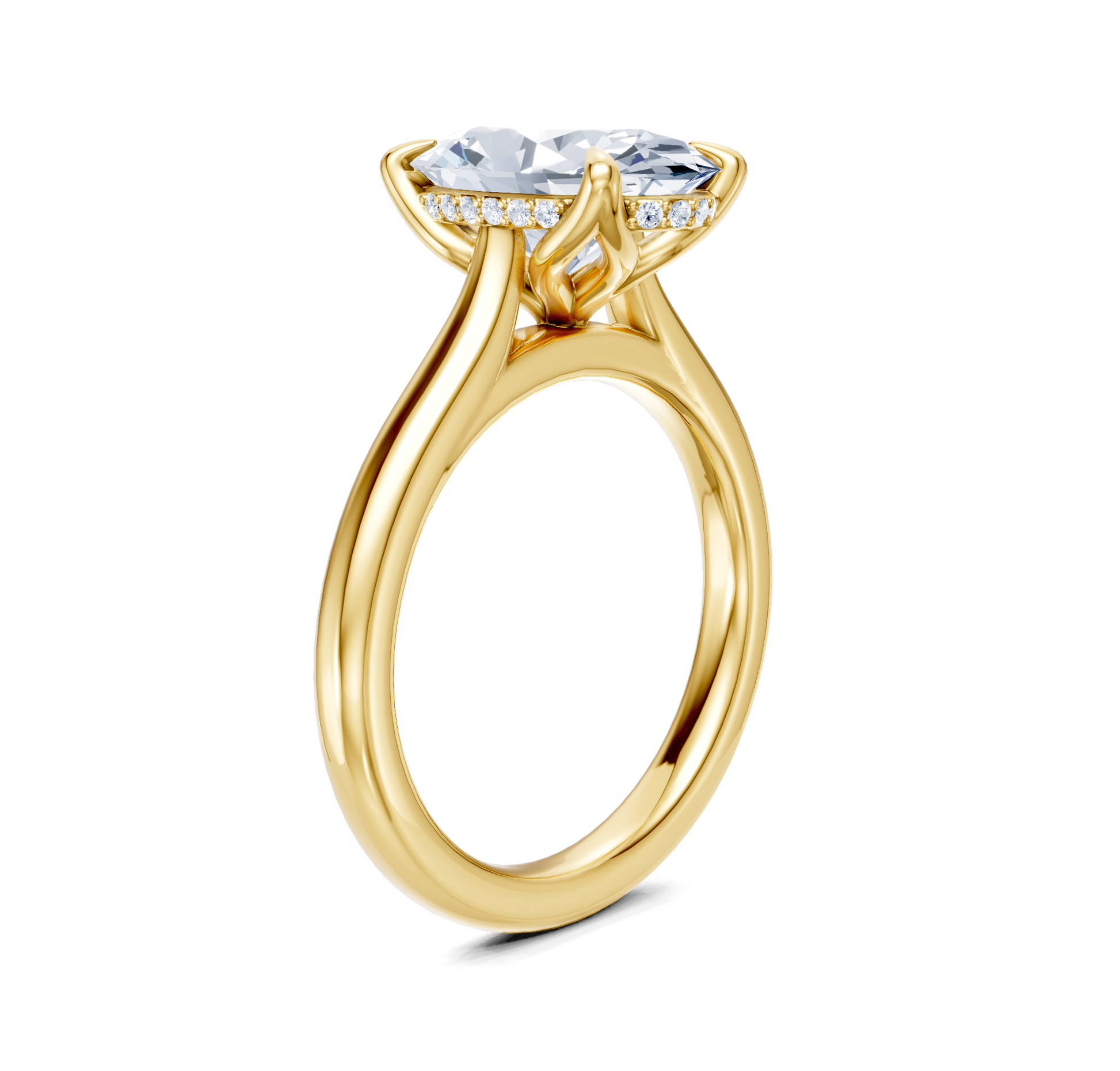 Tulip Style Hidden Halo | 18k Yellow Gold