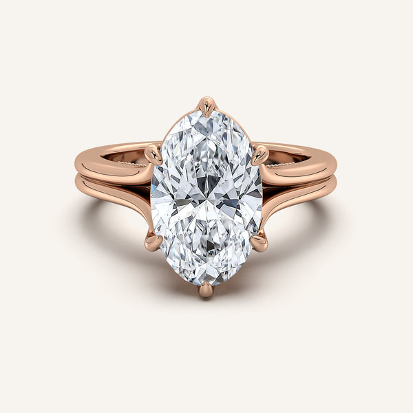 Moval Engraved Tulip Engagement Ring | 14k Rose Gold