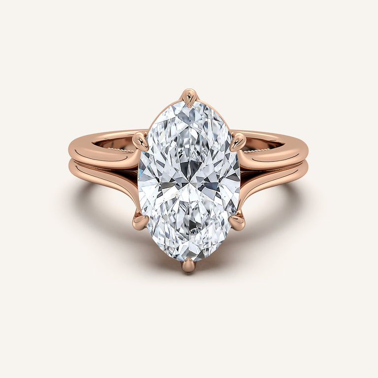 Image for Moval Engraved Tulip Engagement Ring | 14k Rose Gold