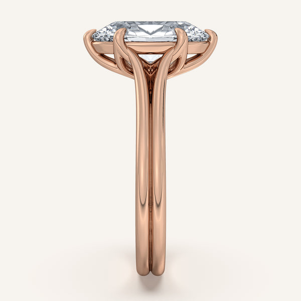 Moval Engraved Tulip Engagement Ring | 14k Rose Gold
