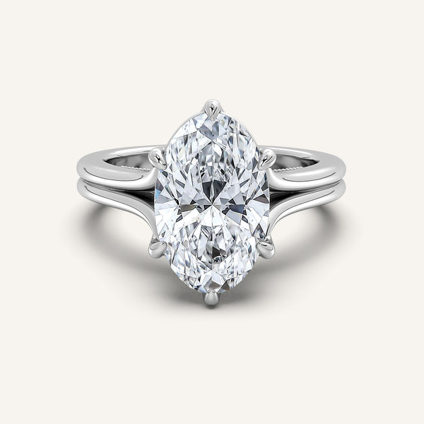 Moval Engraved Tulip Engagement Ring | Platinum
