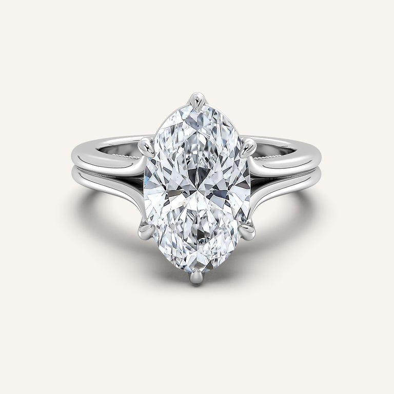 Image for Moval Engraved Tulip Engagement Ring | 18k White Gold