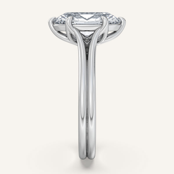 Moval Engraved Tulip Engagement Ring | Platinum