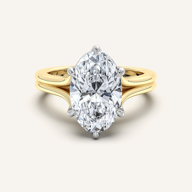 Image for Moval Engraved Tulip Engagement Ring | 14k Two Tone