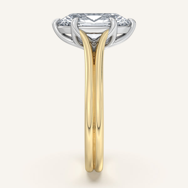 Moval Engraved Tulip Engagement Ring | 14k Two Tone