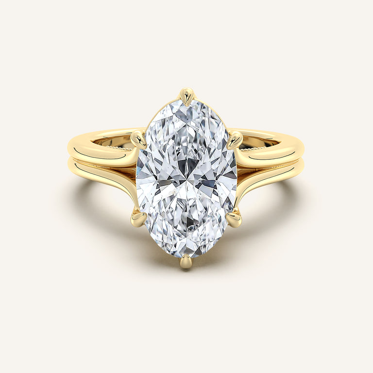 Image for Moval Engraved Tulip Engagement Ring | 14k Yellow Gold